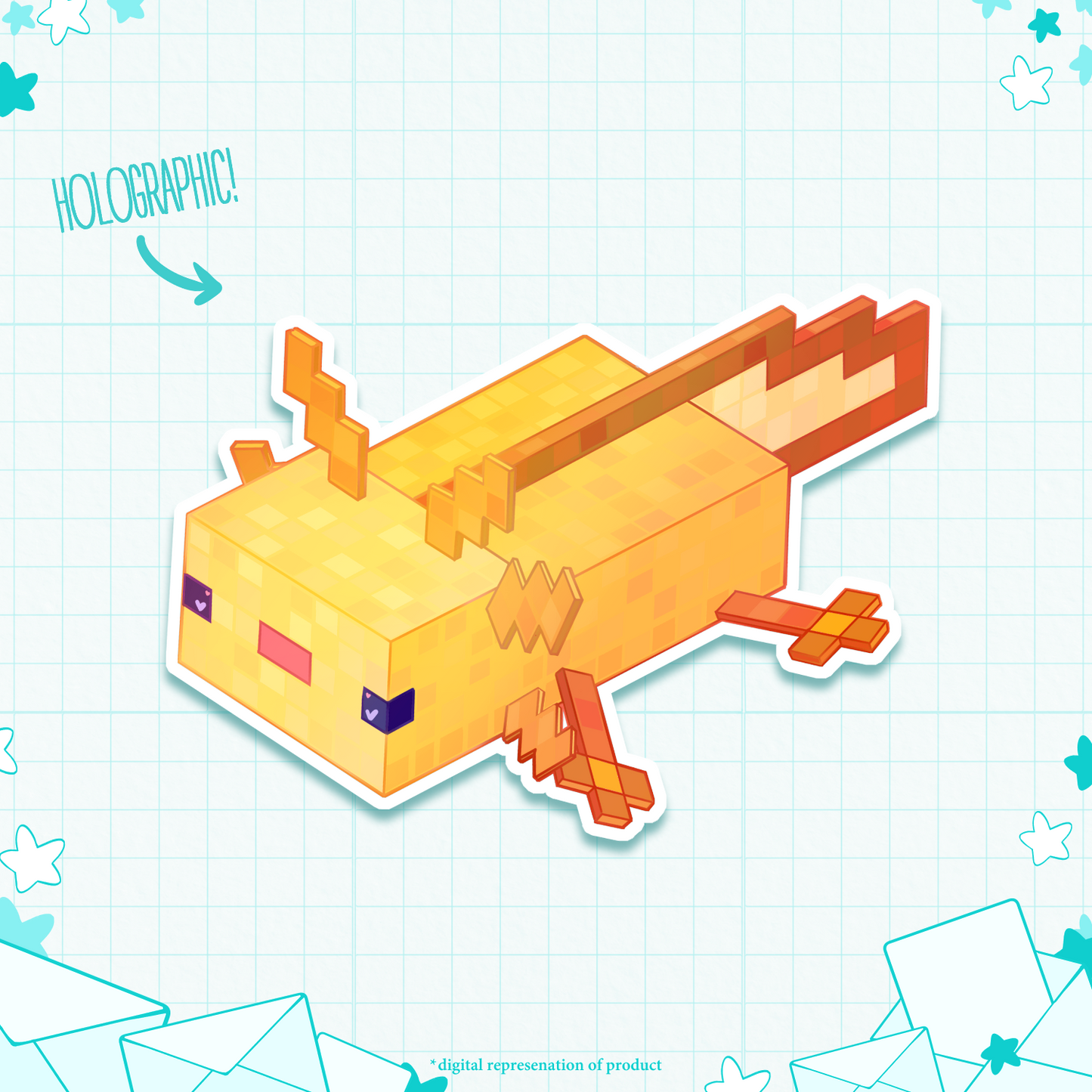 C.21 Cubey Cutey Yellow Axolotl Sticker