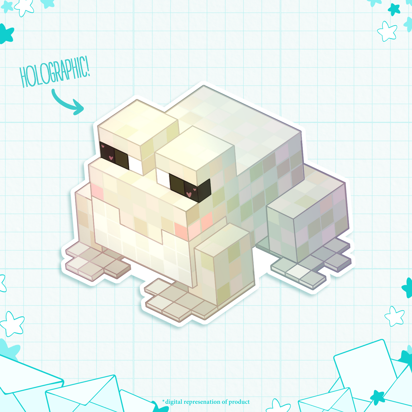 C.30 Cubey Cutey White Frog Sticker