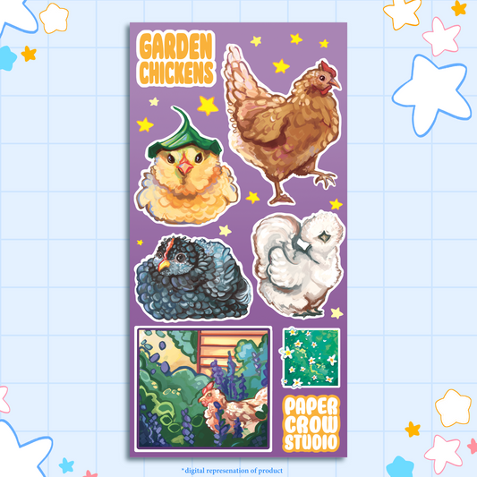 A3 - Garden Chickens Sticker Sheet