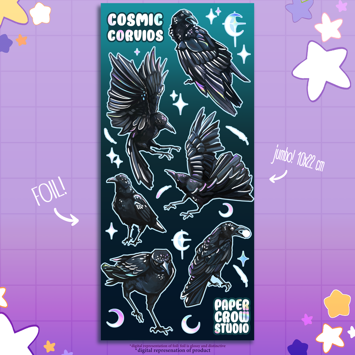 B3 - Cosmic Corvids Jumbo Foil Sticker Sheet
