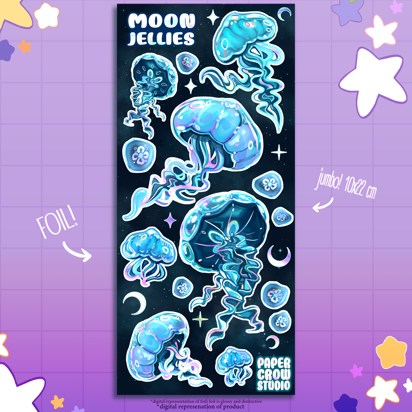 B2 - Moon Jellies Jumbo Foil Sticker Sheet