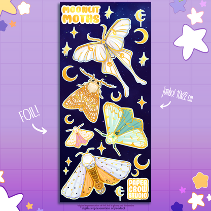 B5 - Moonlit Moths Jumbo Foil Sticker Sheet