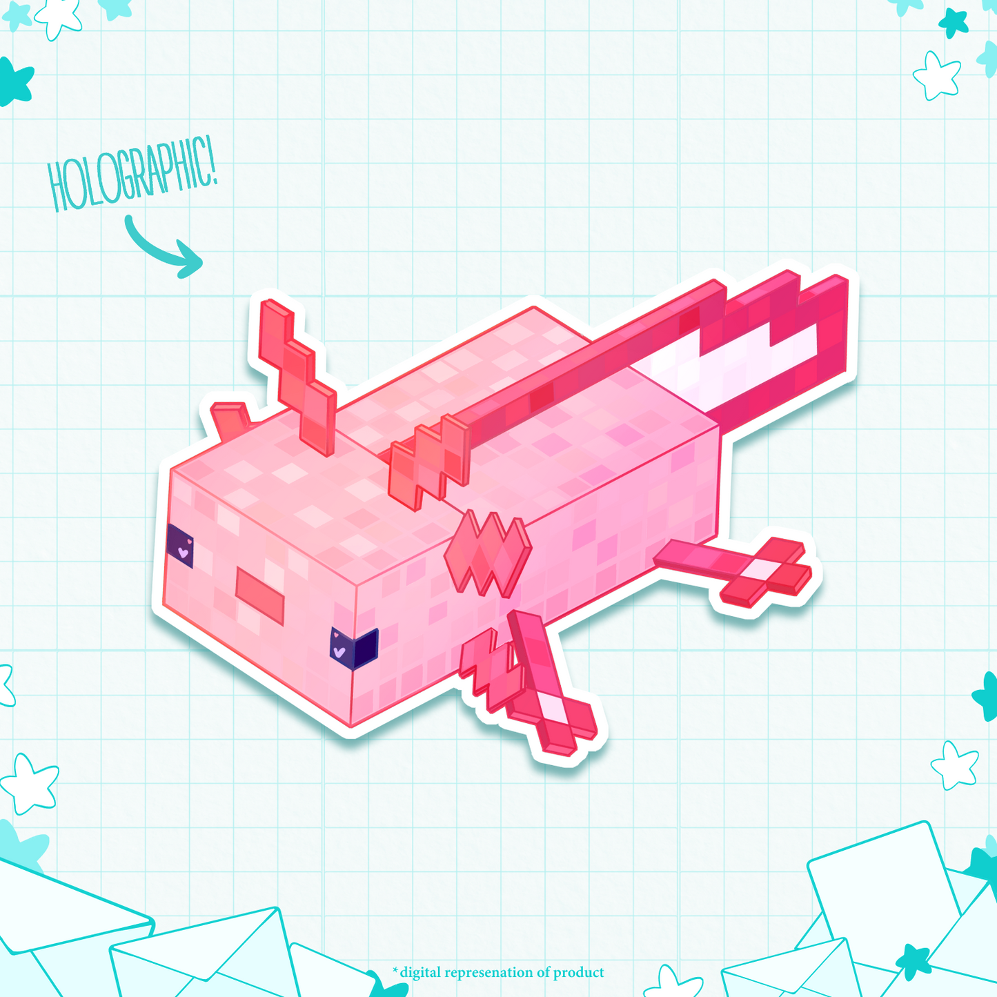 C.20 Cubey Cutey Pink Axolotl Sticker