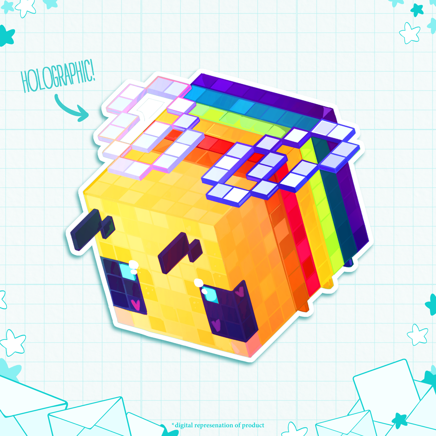 C.26 Cubey Cutey Rainbow Bee Sticker