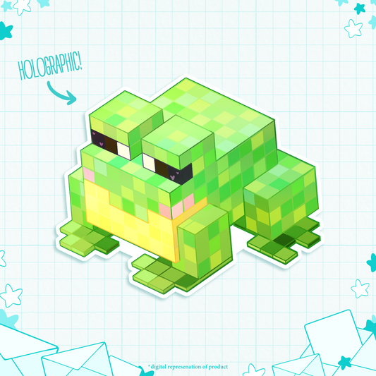 C.28 Cubey Cutey Green Frog Sticker