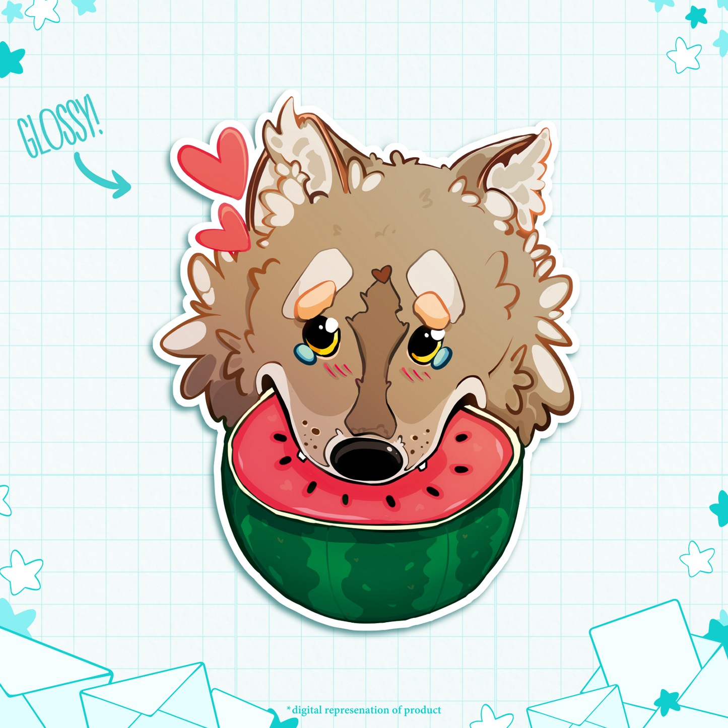 C.36 Watermelon Wolf Sticker
