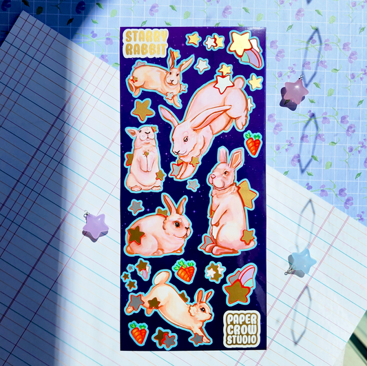 B4 - Starry Rabbits Jumbo Foil Sticker Sheet